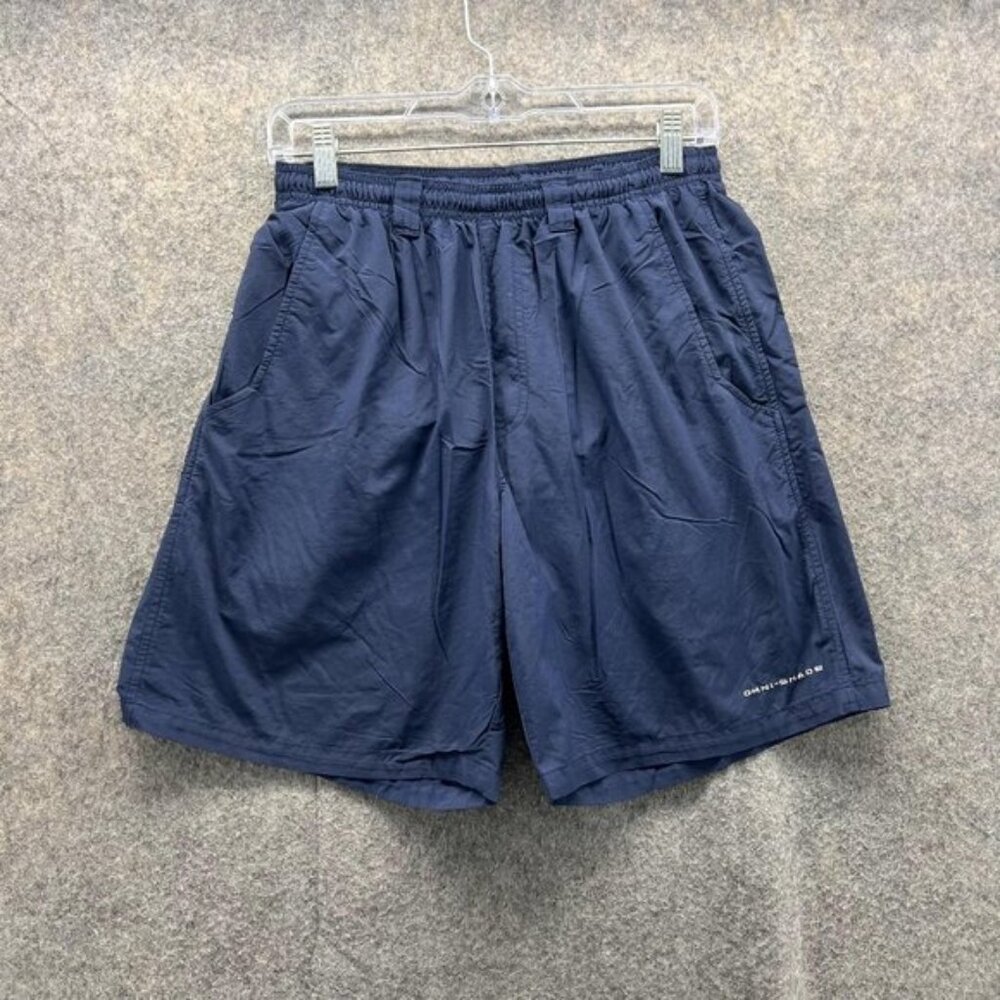 Columbia Shorts Men Small Lined Blue Navy Athletic PFG Fishing Gear Omni Shade